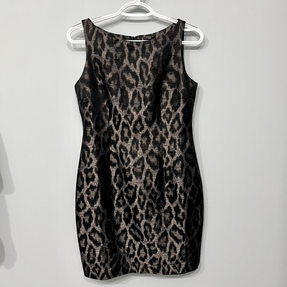 ANN TAYLOR Leopard Print Metallic Dress